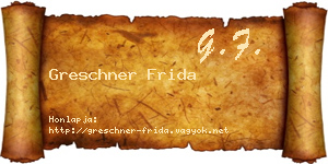 Greschner Frida névjegykártya